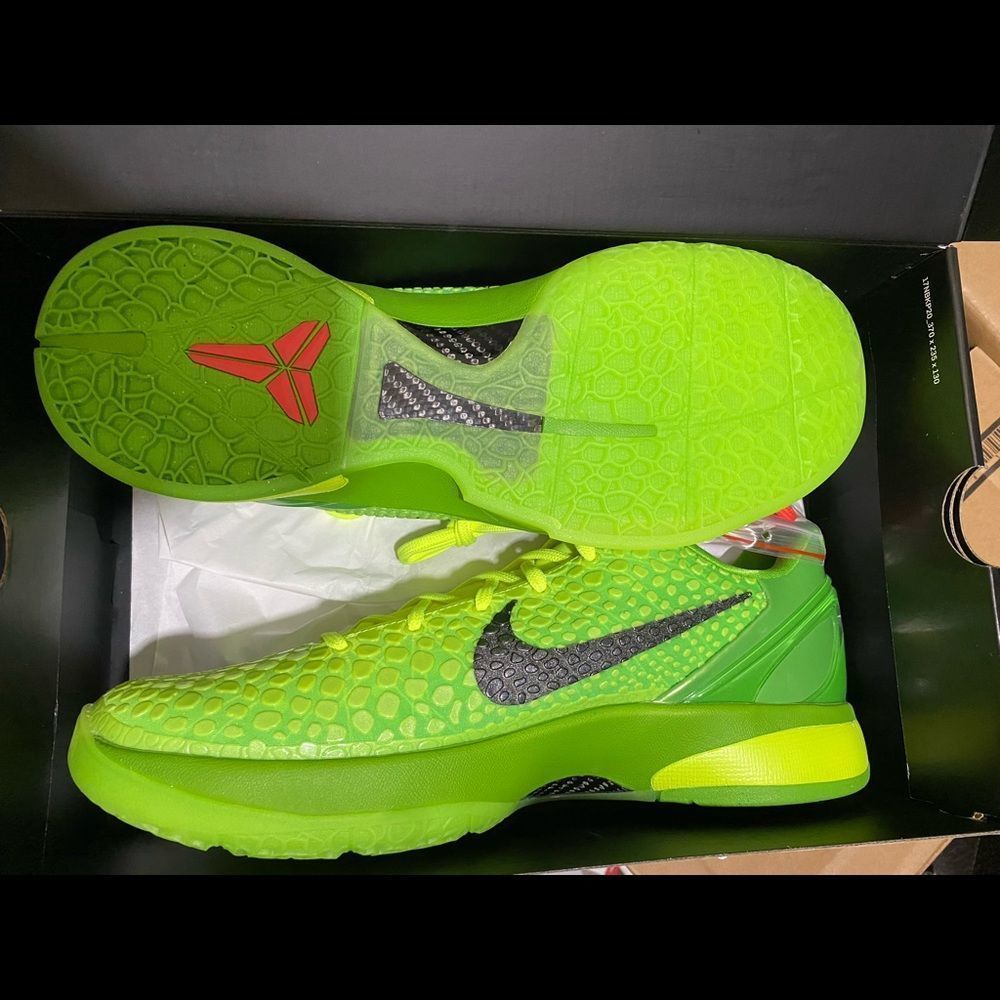 2020 Nike Zoom Kobe 6 VI Protro Grinch Green Apple Crimson Cw2190-300 Size 14 - Picture 3 of 4